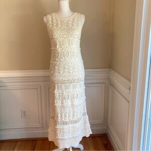 chinese dress ladies Zara Cream Sheer Crochet Dress- Size L (see notes) – The Saved Collection main image 0